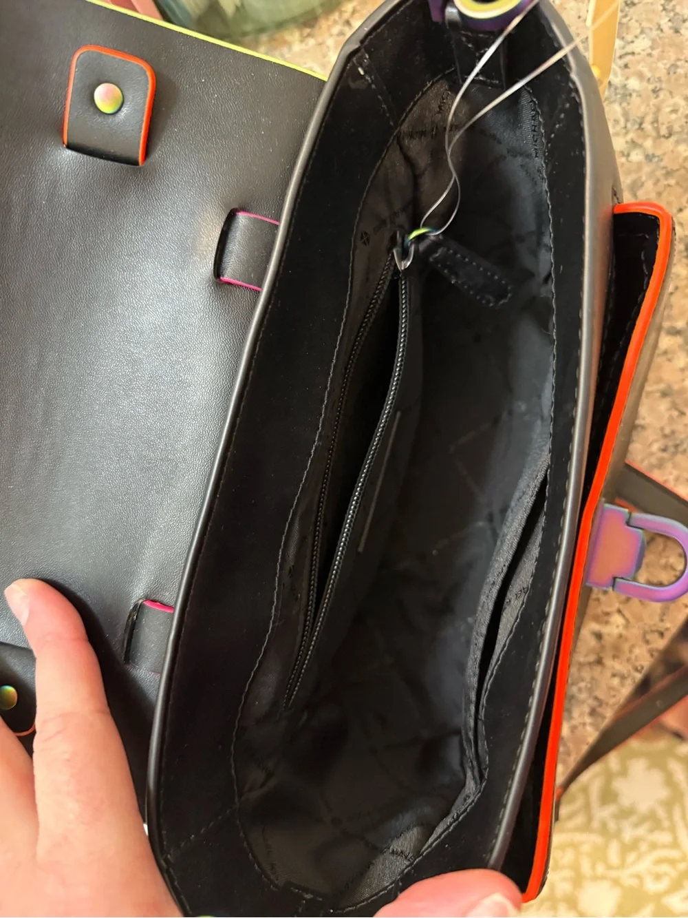 Michael Kors Black Satchel with Multicolor Iridescent Trim